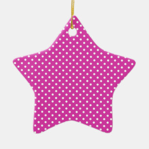 Magenta, White Polka Dots Ceramic Tree Decoration
