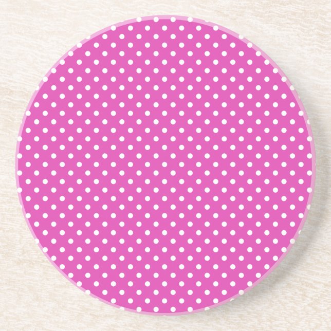 Magenta, White Polka Dots Coaster (Front)