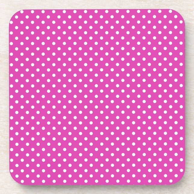 Magenta, White Polka Dots Coaster (Front)