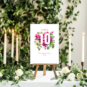 Magenta Wild Rose Wedding  Table Number