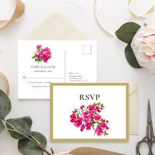Magenta Wild Roses RSVP Invitation Postcard
