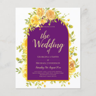 Magenta Yellow Roses Plum Purple Gold Wedding  Flyer