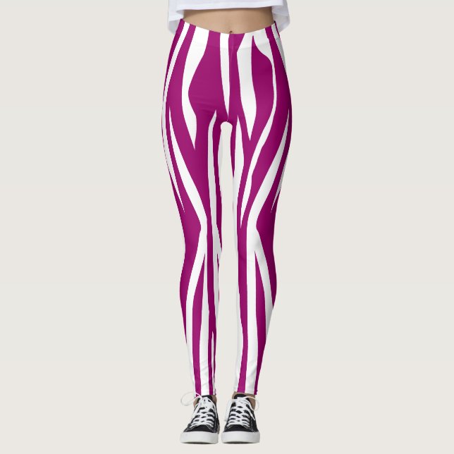 Magenta Zebra Print Leggings (Front)