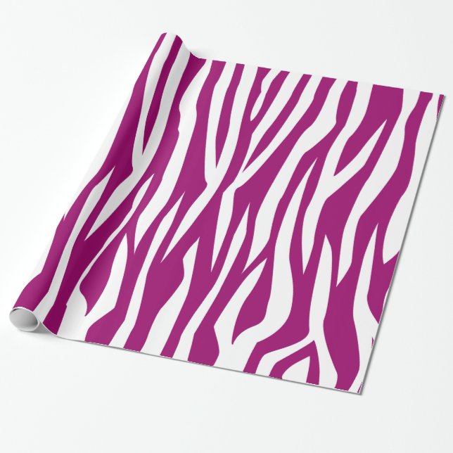 Magenta Zebra Print Wrapping Paper (Unrolled)