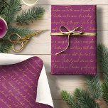MagentaGold Christmas Typography Pattern#36 ID1009 Wrapping Paper<br><div class="desc">If you are wondering what colour combinations to pick for your Christmas decor and gift wrap supplies this year, I've created collections of coordinating patterns to make life just a bit easier. This elegant typography design features familiar Christmas song lyrics and phrases that are sure to bring all the feels....</div>