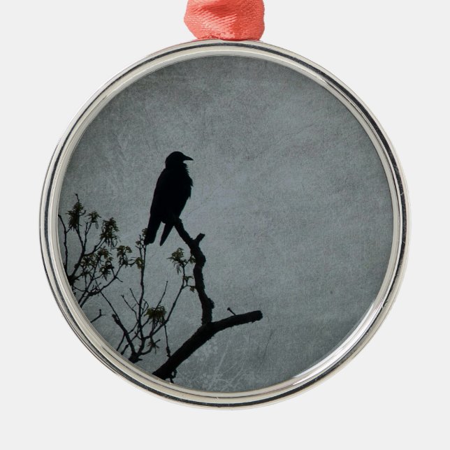 Magestic Crow Metal Tree Decoration (Front)