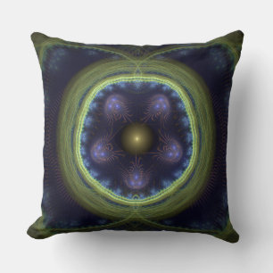 Magestic fractal green blue mystical pattern cushion