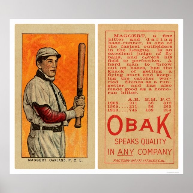 Maggert Oakland Baseball 1911 Poster (Front)