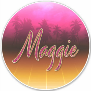 Maggie First Name Golden pink Sticker