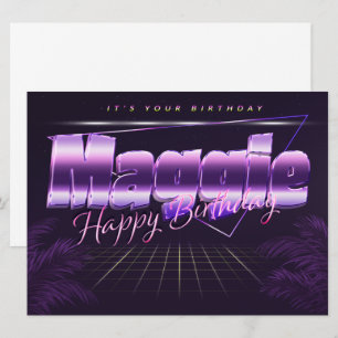Maggie Name Vorname lila retro Karte Geburtstag Card