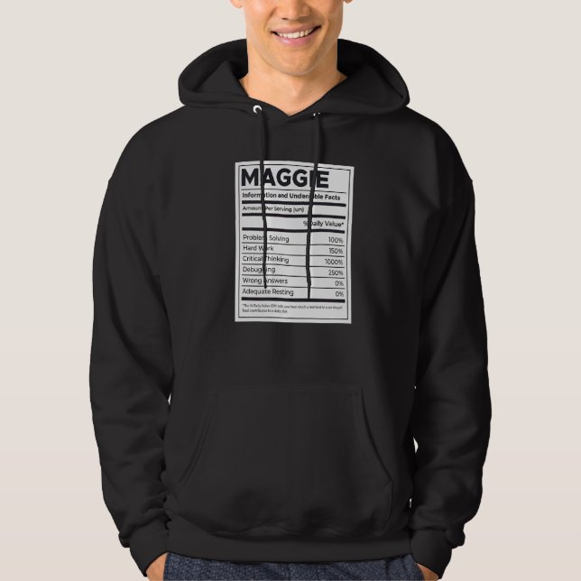Maggie Nutrition Information Problem Solving Hard  Hoodie (Front)