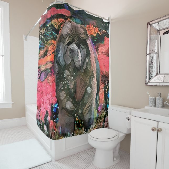 MAGGIE the black chow - Shower curtain or display (In Situ)