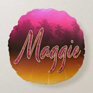 Maggie Vorname Name golden pink Kissen Round Cushion