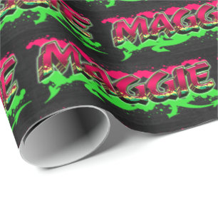 Maggie Vorname Name Graffiti red green Wrapping Paper