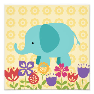 Maggie's Menagerie Nursery Prints: Teal Elephant Photo Print