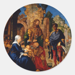 Magi Worship Baby Jesus Classic Round Sticker