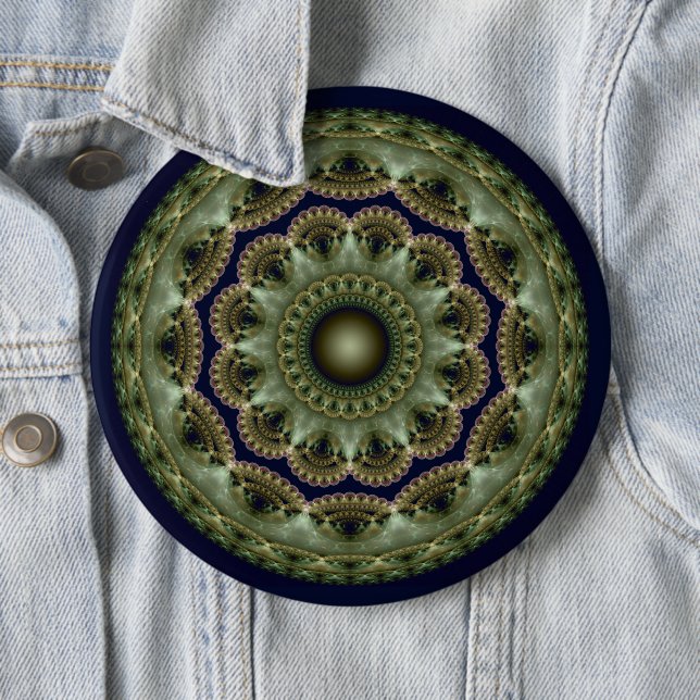 Magian glorious fractal glossy pattern 6 cm round badge (In Situ)