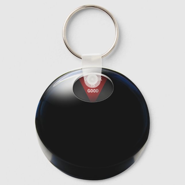 Magic 8 Ball says, "Outlook is Good" Key Ring (Front)
