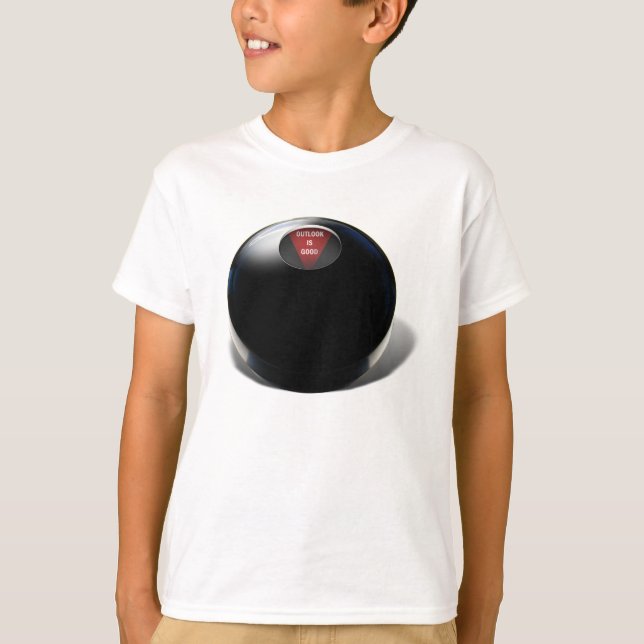 Magic 8 Ball says, "Outlook is good!" T-Shirt (Front)