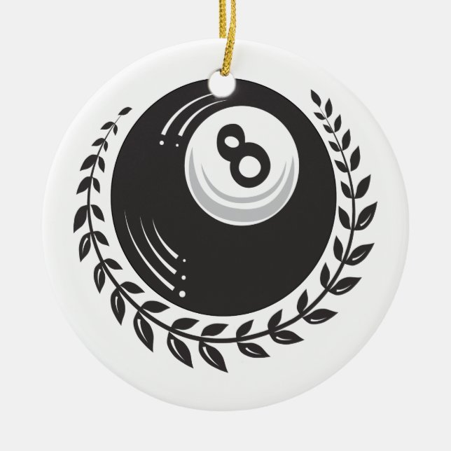 Magic 8 Ball Tattoo Ceramic Tree Decoration (Front)