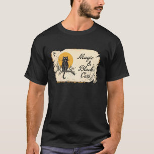 Magic and Black Cats Vintage Halloween Cute Hallow T-Shirt