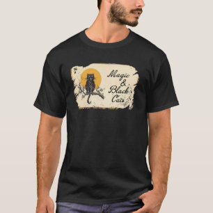Magic and Black Cats Vintage Halloween Cute Hallow T-Shirt