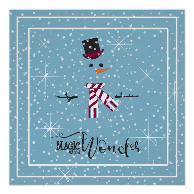 Magic and Wonder Christmas Snowman Blue ID440 Poster (Front)