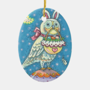 MAGIC BARN OWL & EASTER BASKET, HOLIDAY ORNAMENT