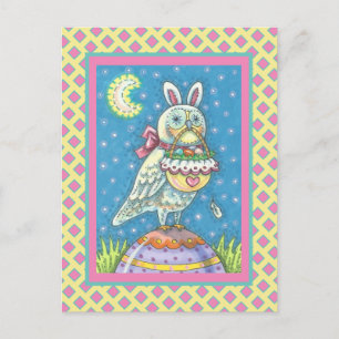 MAGIC BARN OWL & EASTER BASKET, HOLIDAY POSTCARD