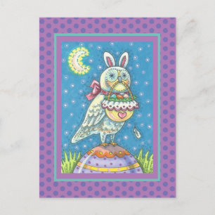 MAGIC BARN OWL & EASTER BASKET, HOLIDAY POSTCARD
