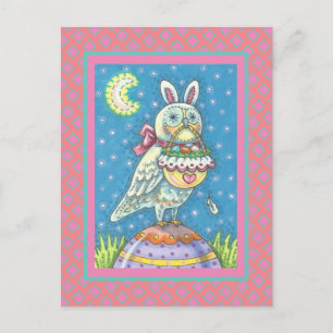 MAGIC BARN OWL WITH EASTER BUNNY EARS POSTCARD