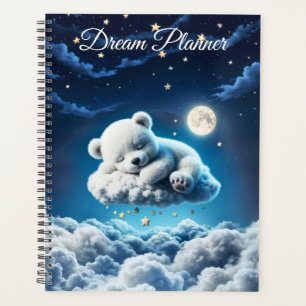 Magic bear dreamy night pastel blue art planner