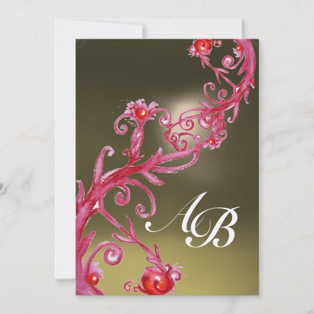 MAGIC BERRIES 3,MONOGRAM ruby champagne Invitation (Front)