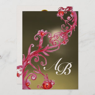 MAGIC BERRIES 3,MONOGRAM ruby metallic gold Invitation