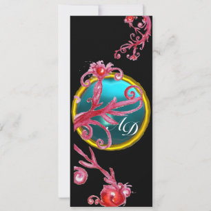 MAGIC BERRIES 4,MONOGRAM blue aquamarine Invitation