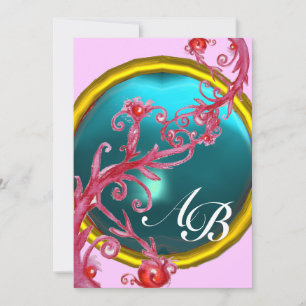 MAGIC BERRIES 4,MONOGRAM red agate Invitation