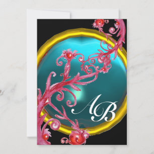 MAGIC BERRIES 4,MONOGRAM red agate Invitation