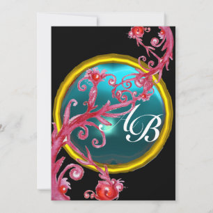 MAGIC BERRIES 4,MONOGRAM red agate Invitation