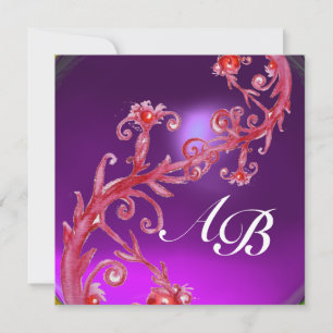 MAGIC BERRIES 4,MONOGRAM red amethyst Invitation
