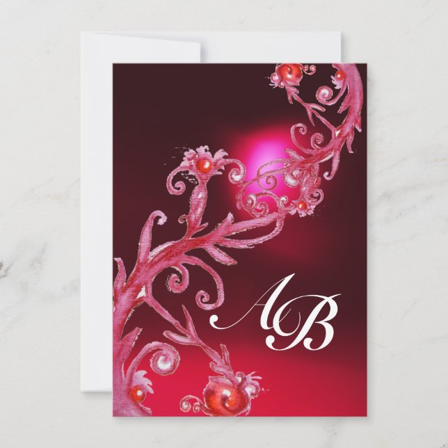 MAGIC BERRIES 4,MONOGRAM red burgundy Invitation (Front)