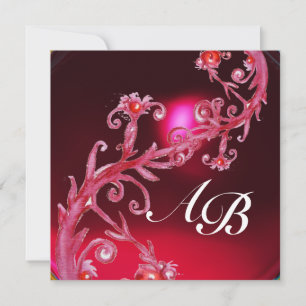 MAGIC BERRIES 4,MONOGRAM red burgundy Invitation