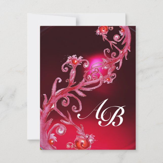MAGIC BERRIES 4,MONOGRAM red burgundy Invitation (Front)