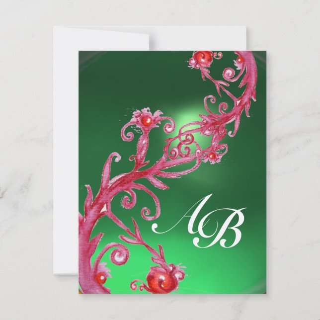 MAGIC BERRIES 4,MONOGRAM red jade gold Invitation (Front)