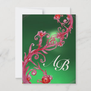 MAGIC BERRIES 4,MONOGRAM red jade gold Invitation