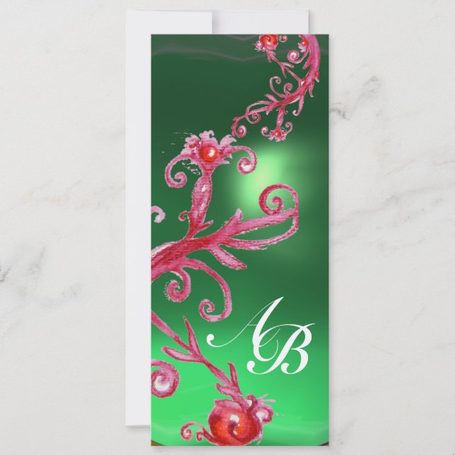 MAGIC BERRIES 4,MONOGRAM red jade gold Invitation (Front)