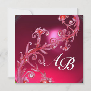 MAGIC BERRIES 4,MONOGRAM red ruby champagne Invitation