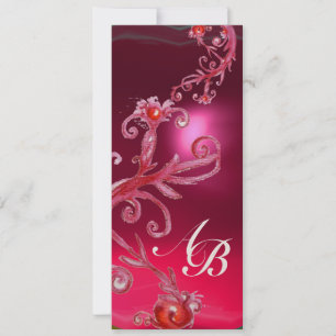MAGIC BERRIES 4,MONOGRAM red ruby gold Invitation