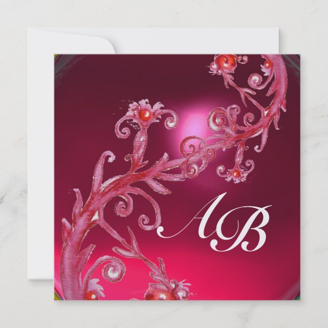 MAGIC BERRIES 4,MONOGRAM red ruby ice Invitation (Front)