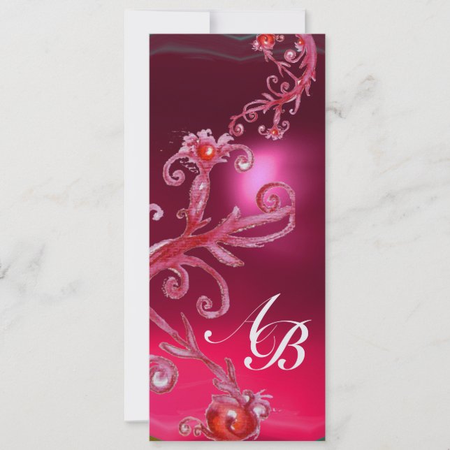 MAGIC BERRIES 4,MONOGRAM red ruby ice Invitation (Front)