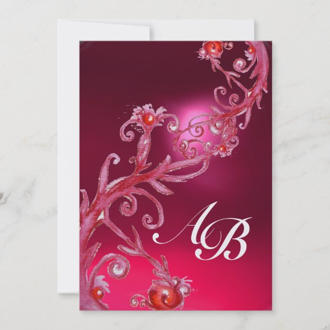 MAGIC BERRIES 4,MONOGRAM red ruby ice Invitation (Front)